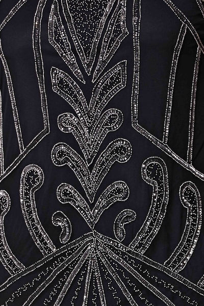 Art Deco Cocktail Dress in Black Silver