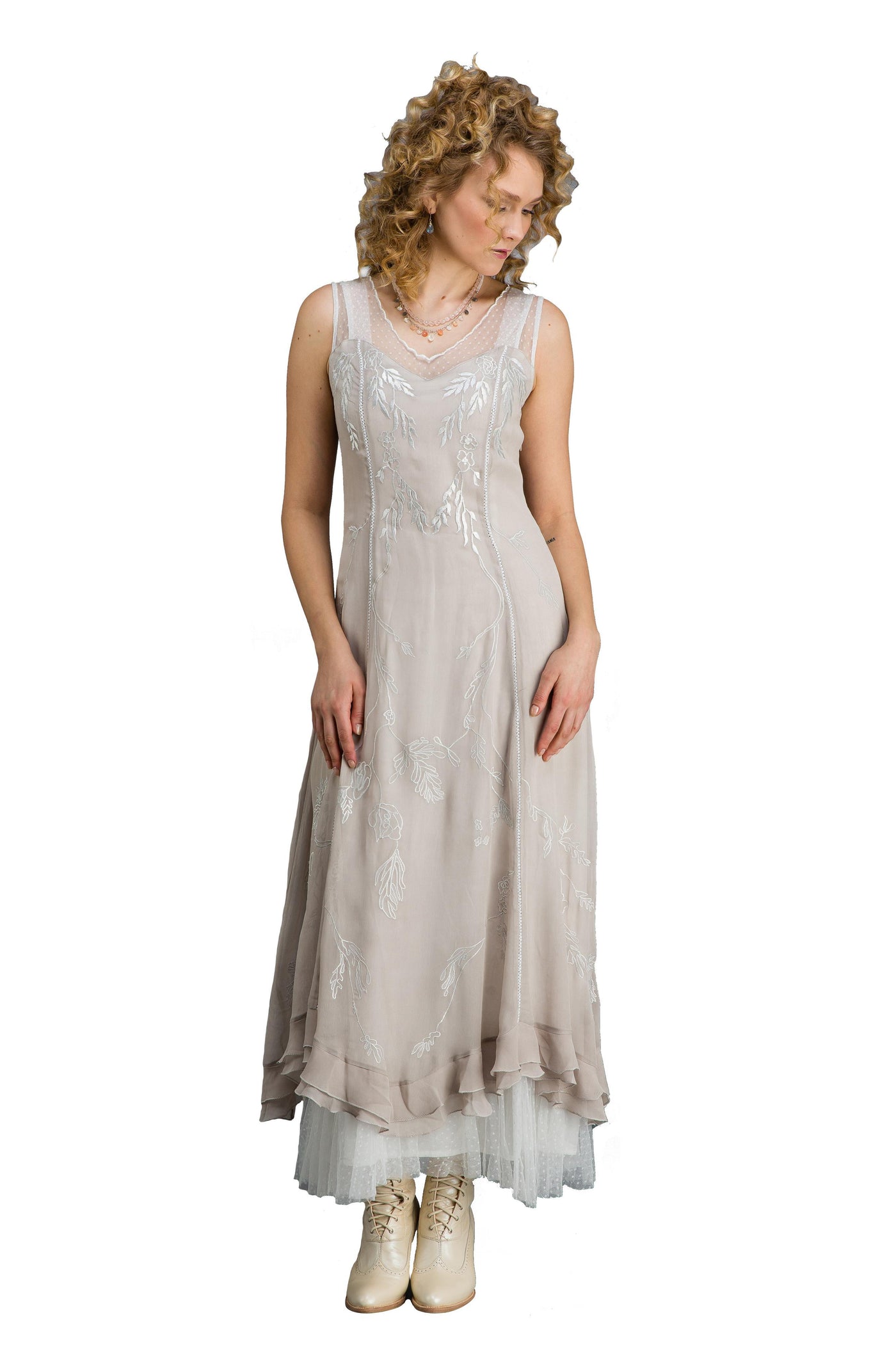 Vintage Inspired Wedding Gown in Silver/Grey by Nataya