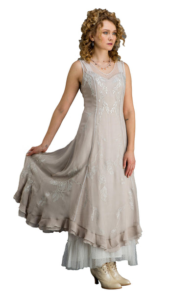 Vintage Inspired Wedding Gown in Silver/Grey by Nataya