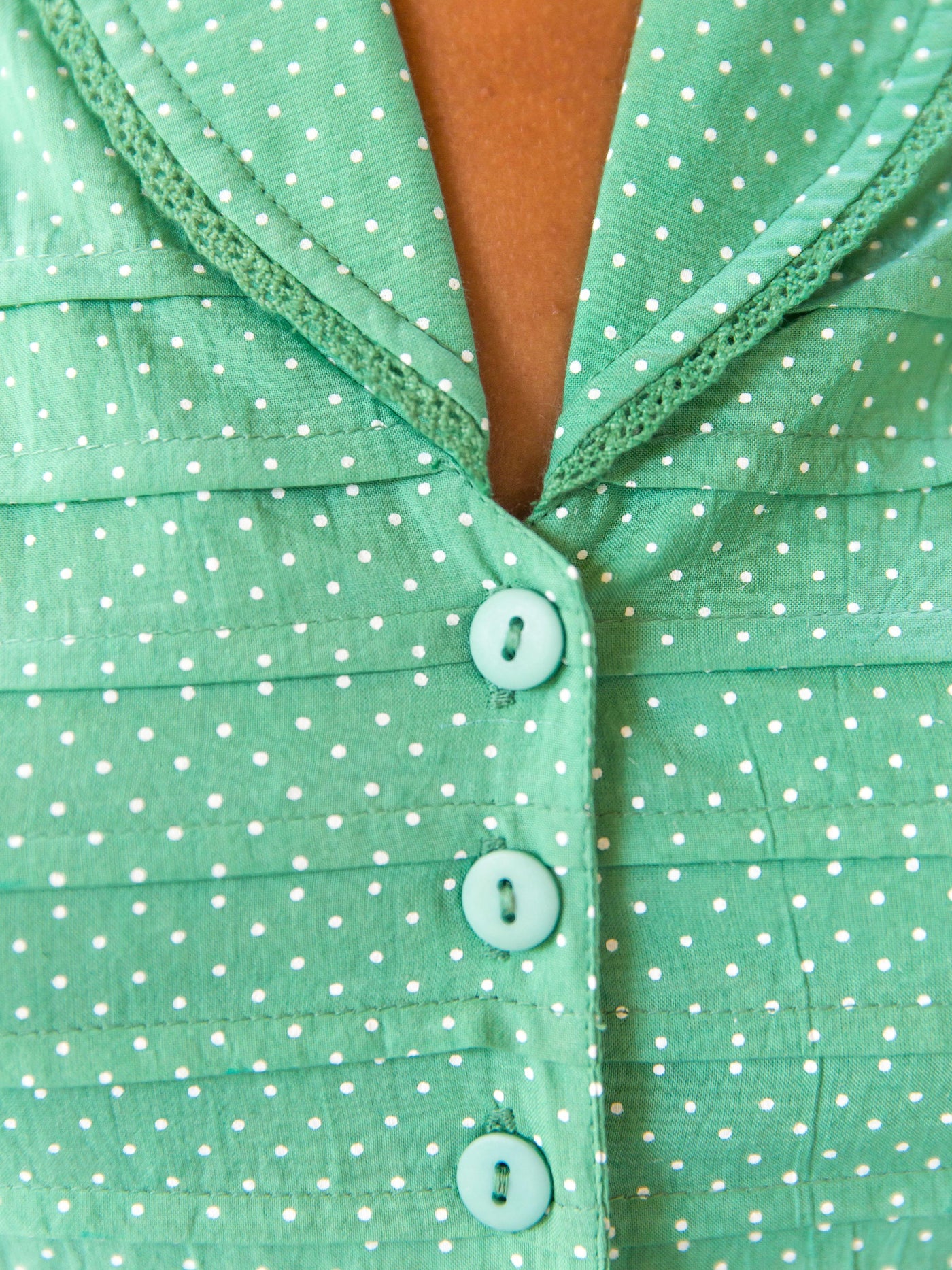 Vintage Inspired Romantic Dot Porch Dress in Green by April Cornell