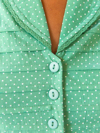 Vintage Inspired Romantic Dot Porch Dress in Green by April Cornell