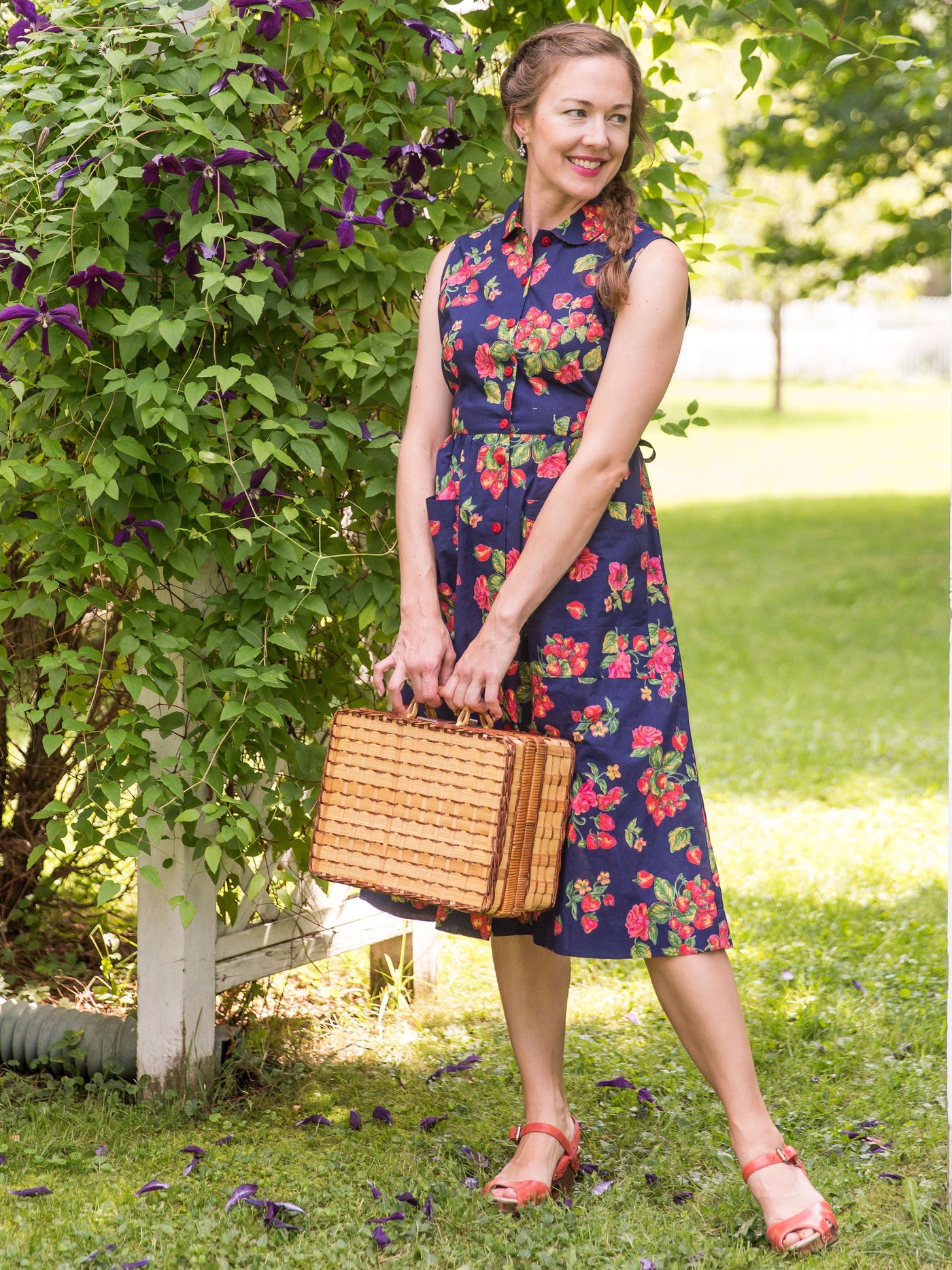 Vintage Inspired Porch Dress in Navy by April Cornell