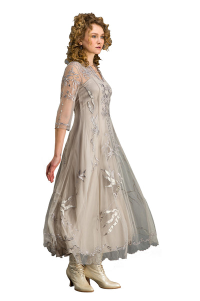 Elizabeth Vintage Style Wedding Gown in Silver/Grey by Nataya