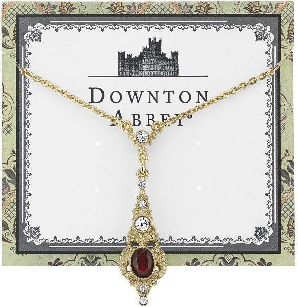 Downton Abbey Oval Red Crystal Necklace by 1928 Jewelry