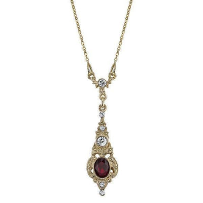 Downton Abbey Oval Red Crystal Necklace by 1928 Jewelry