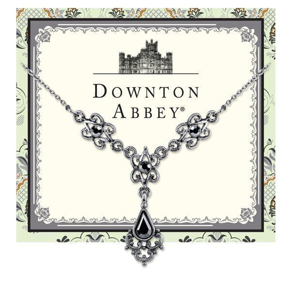 Downton Abbey Hematite Crystal Y Necklace by 1928 Jewelry