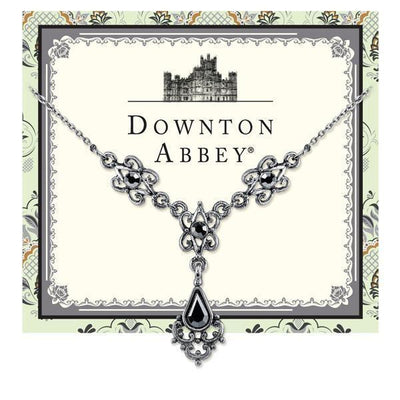 Downton Abbey Hematite Crystal Y Necklace by 1928 Jewelry