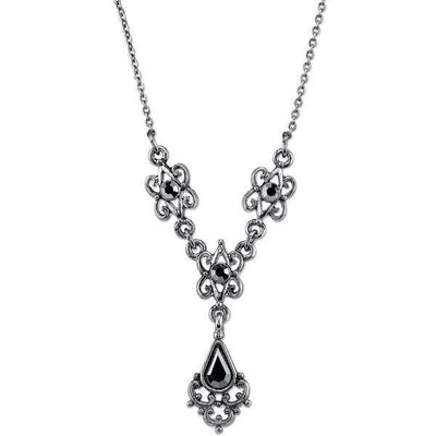 Downton Abbey Hematite Crystal Y Necklace - SOLD OUT