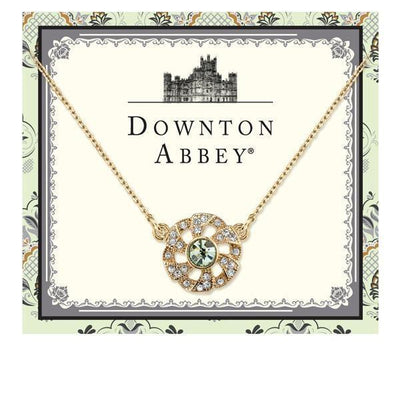 Downton Abbey Green Crystal Flower Necklace by 1928 Jewelry
