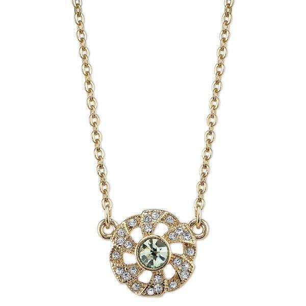 Downton Abbey Green Crystal Flower Necklace by 1928 Jewelry