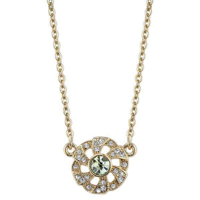 Downton Abbey Green Crystal Flower Necklace by 1928 Jewelry