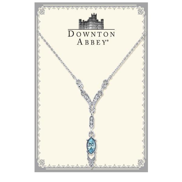 Downton Abbey Aquamarine Crystal Y Necklace by 1928 Jewelry
