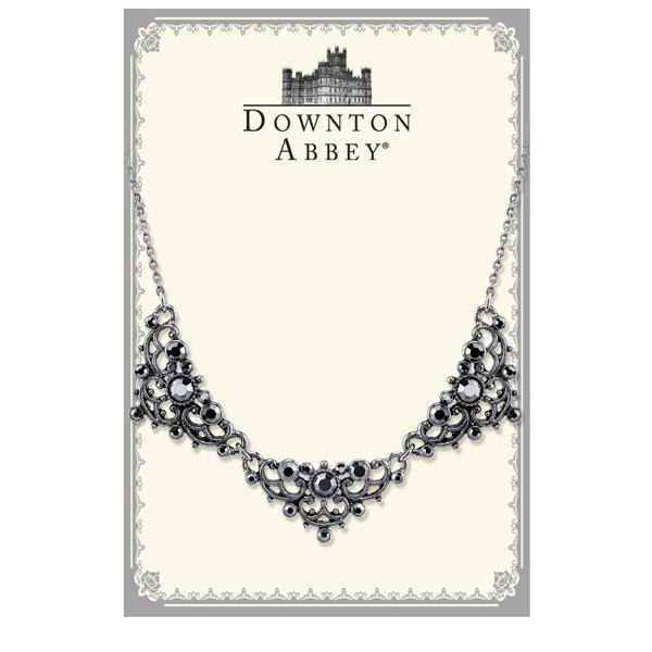 Downton Abbey Hematite Crystal Bib Necklace by 1928 Jewelry