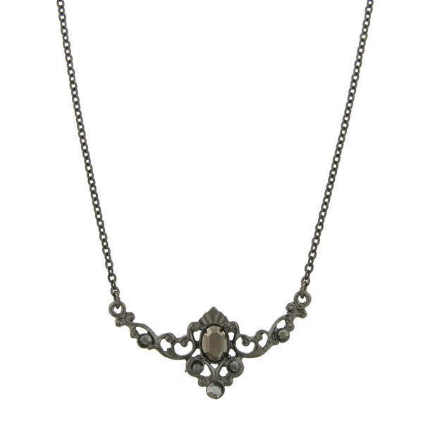 Downton Abbey Black Hematite Crystal Necklace by 1928 Jewelry