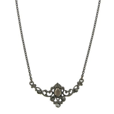 Downton Abbey Black Hematite Crystal Necklace