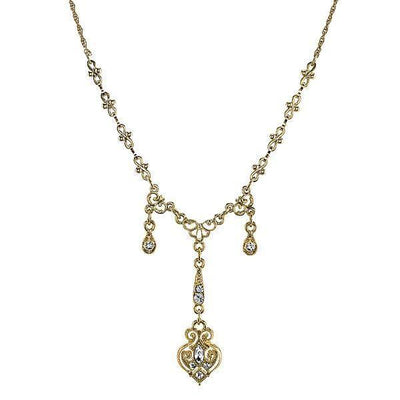 Downton Abbey Crystal Triple Drop Y Necklace by 1928 Jewelry