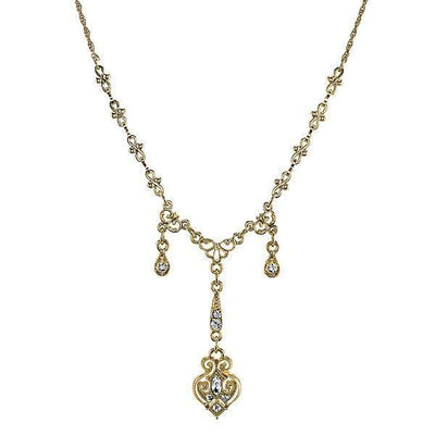 Downton Abbey Crystal Triple Drop Y Necklace