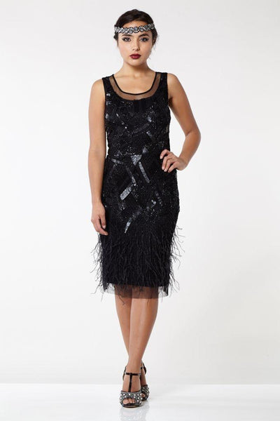 Roaring 20s Feather Dress in Black