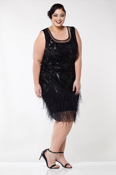 Roaring 20s Feather Dress in Black - SOLD OUT