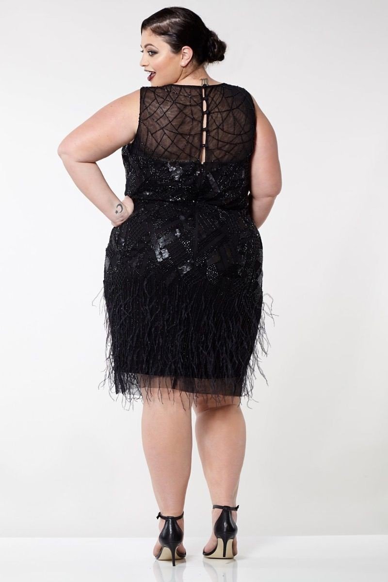 Roaring 20s Feather Dress in Black