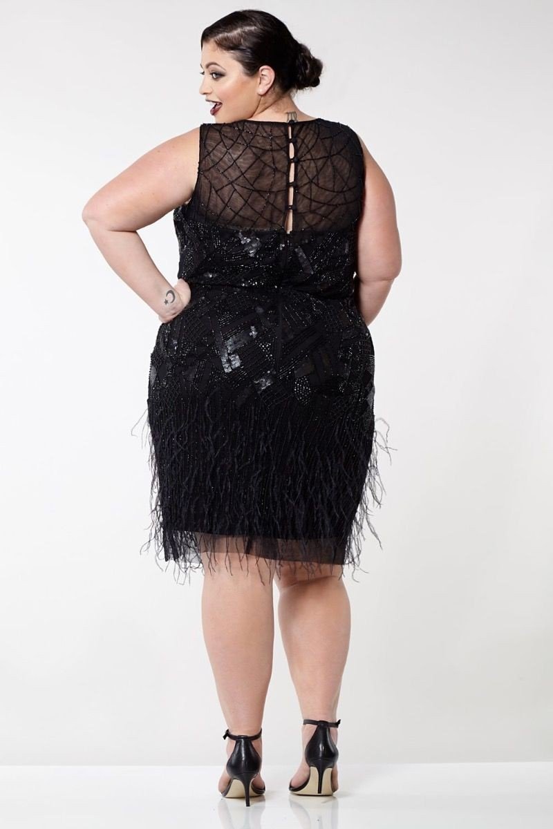 Roaring 20s Feather Dress in Black - SOLD OUT