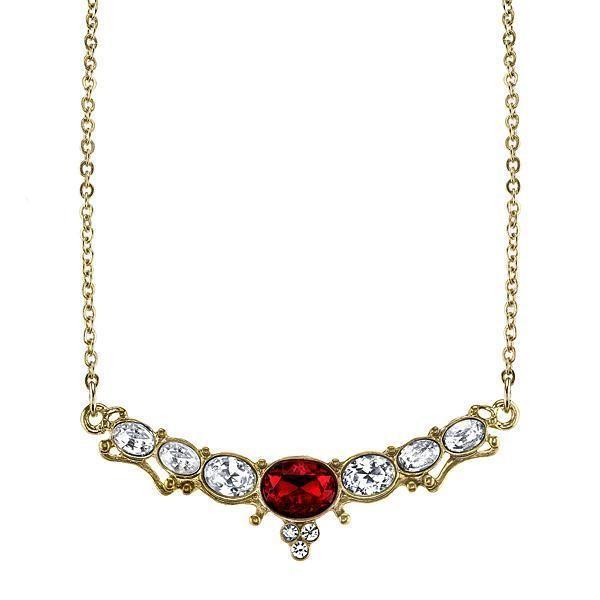 Downton Abbey Elegant Oval Red Stone Necklace by 1928 Jewelry