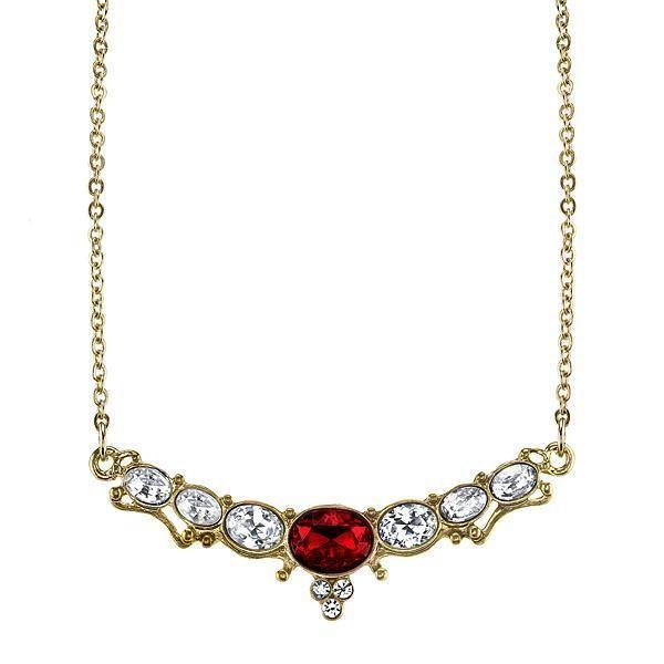 Downton Abbey Elegant Oval Red Stone Necklace
