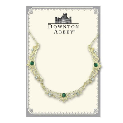 Downton Abbey Trio of Green Crystals Necklace