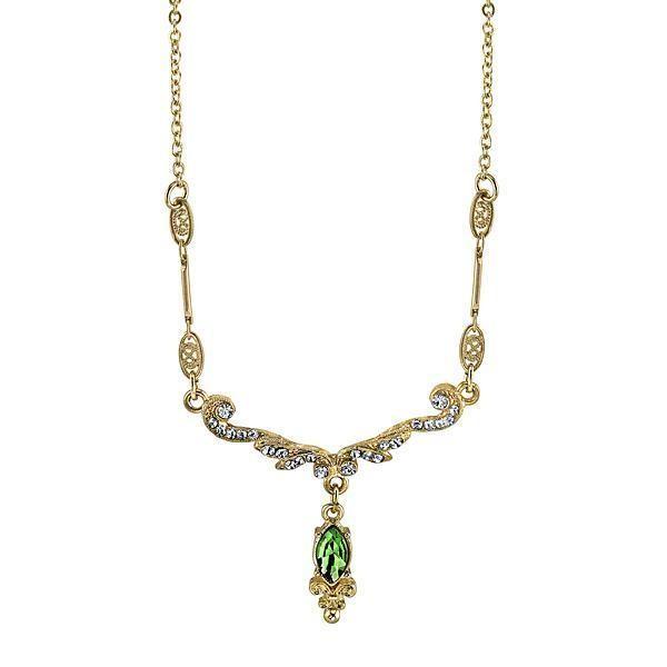Downton Abbey Emerald Crystal Necklace by 1928 Jewelry