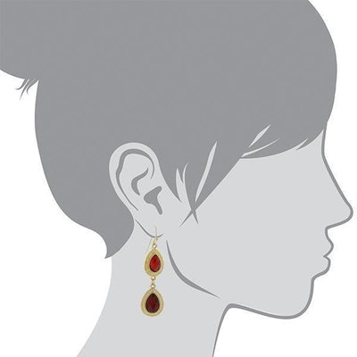 Vintage Inspired Siam Red Crystals Drop Earrings by 1928 Jewelry