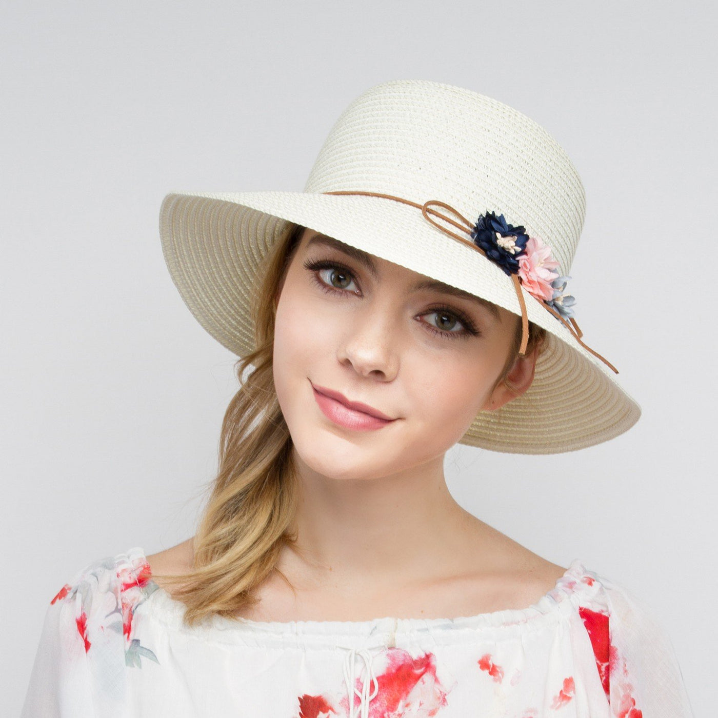 Vintage Inspired Paper Braid Rounded Sun Hat in Ivory - SOLD OUT
