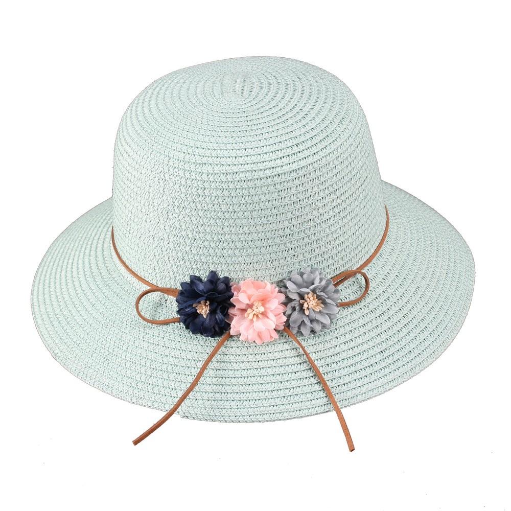 Vintage Inspired Paper Braid Rounded Sun Hat in Mint