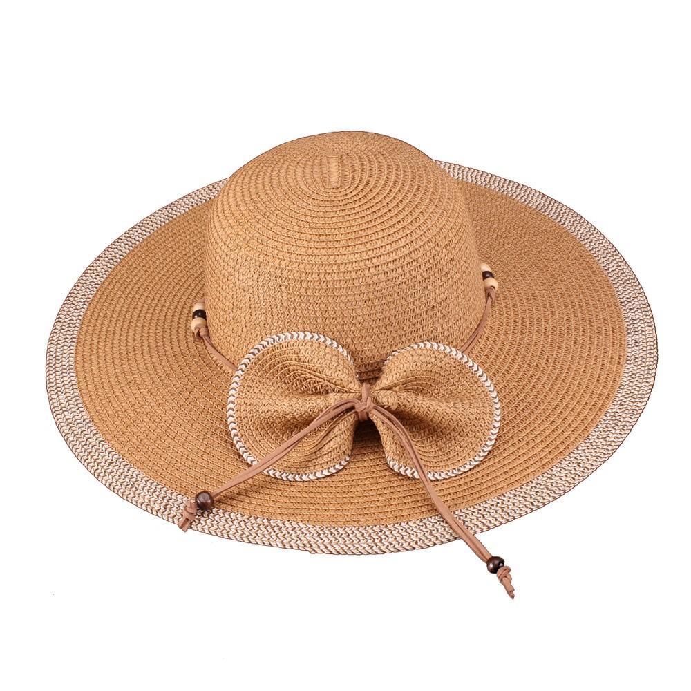 Vintage Inspired Bow Paper Braid Hat in Brown