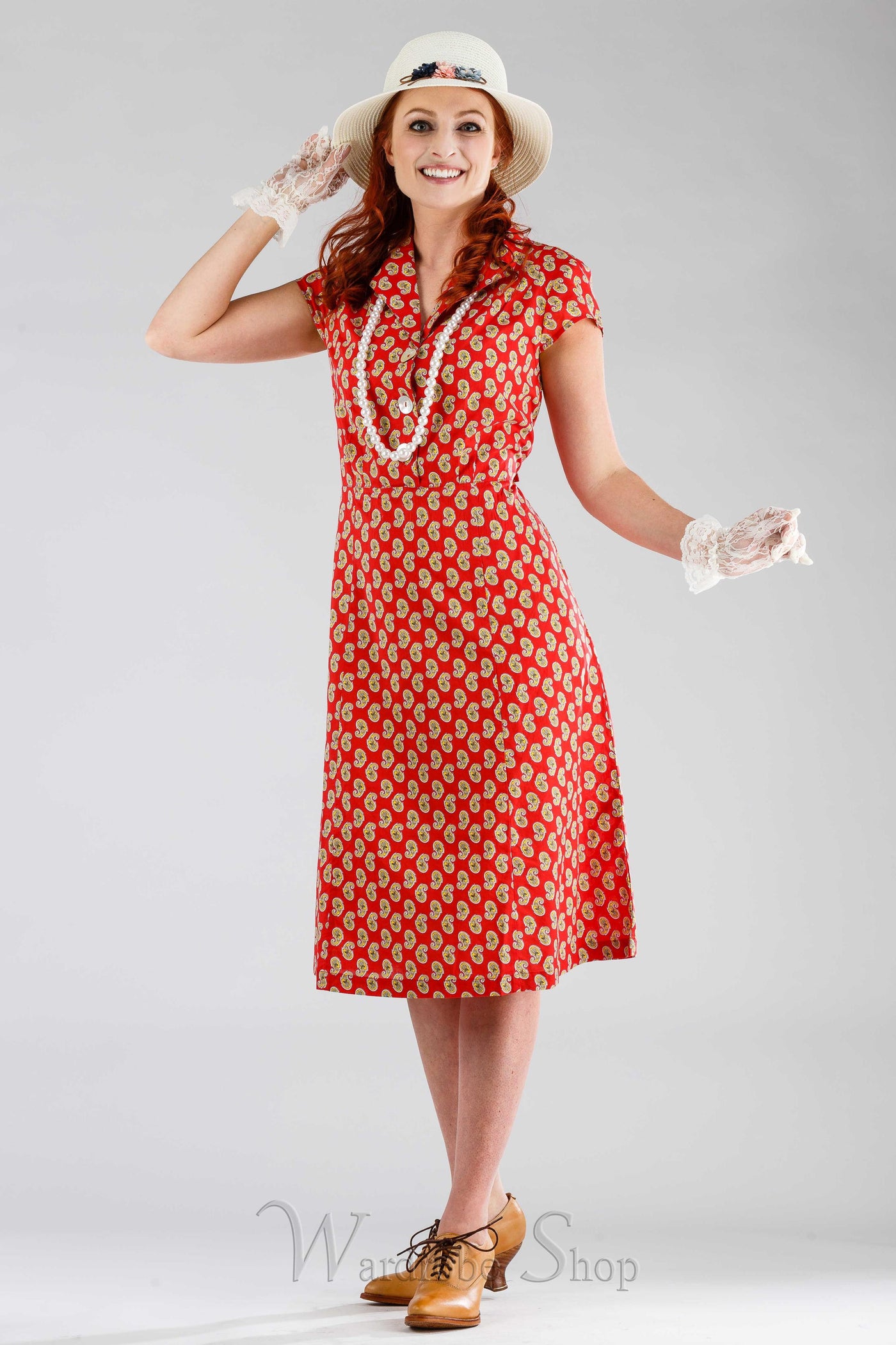 Romantic Paisley Porch Dress in Red by April Cornell