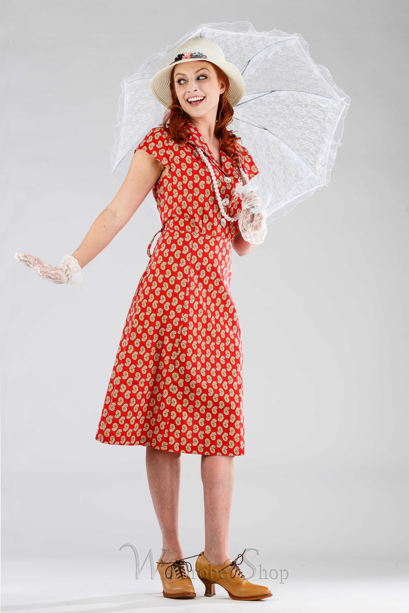 Romantic Paisley Porch Dress in Red by April Cornell