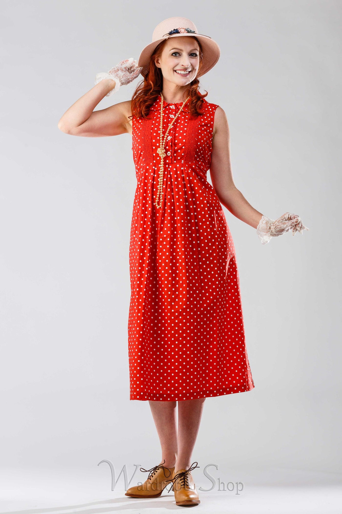 Dottie Vintage Style Dress in Red by April Cornell