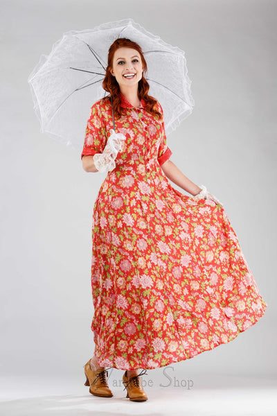 Romantic Floral Dress in Coral by April Cornell