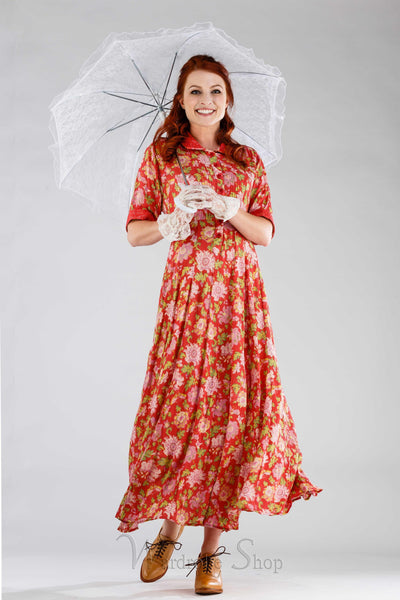 Romantic Floral Dress in Coral by April Cornell