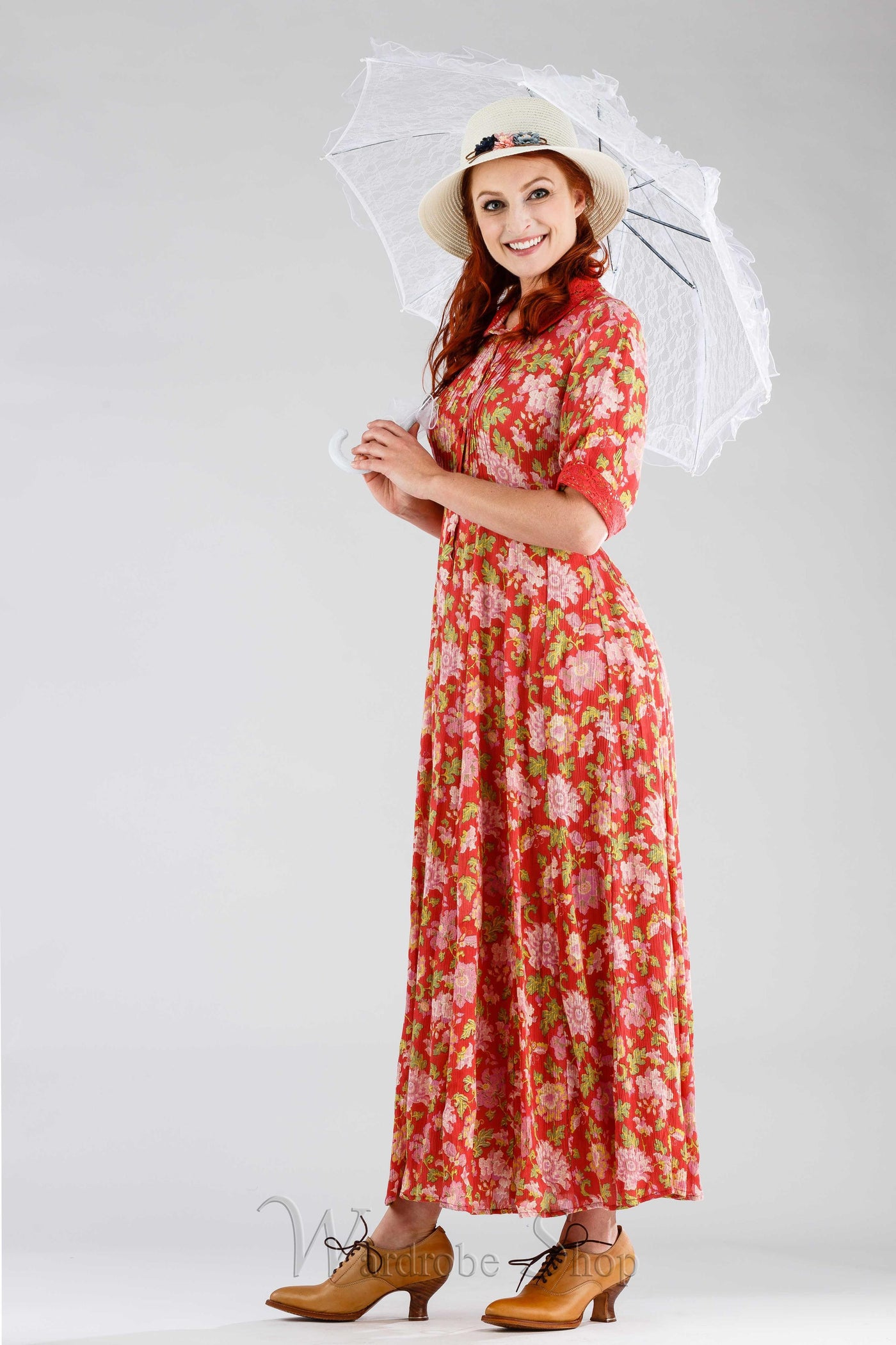 Romantic Floral Dress in Coral by April Cornell