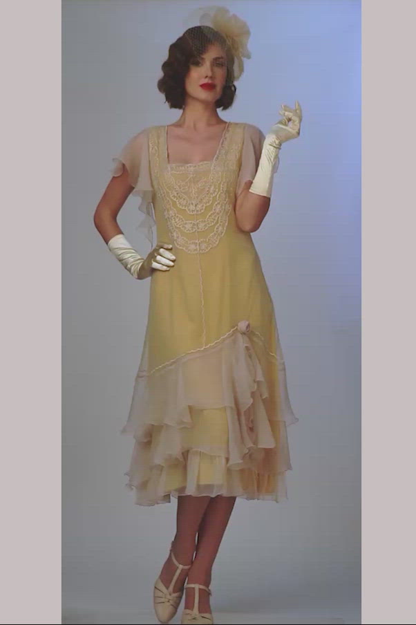 Alexa 1920s Flapper Style Dress AL-283 in Lemon by Nataya