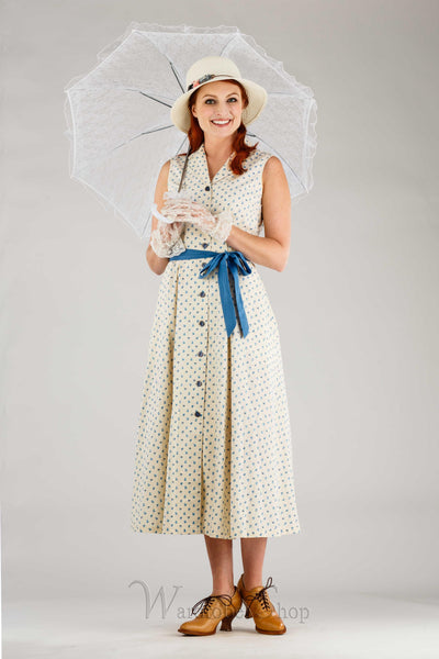 Romantic Vintage Inspired French Dress in Blue/White by April Cornell