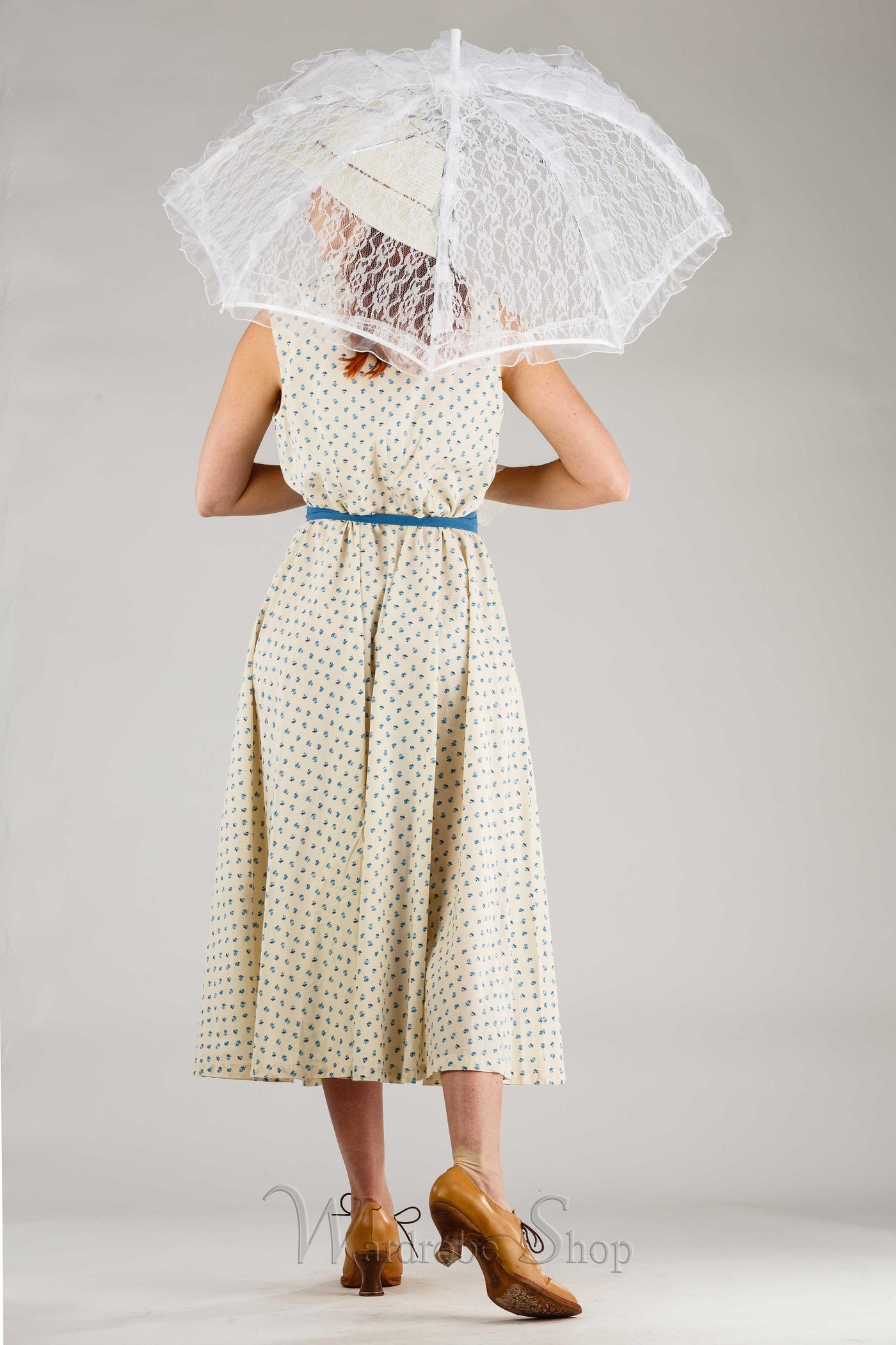 Romantic Vintage Inspired French Dress in Blue/White by April Cornell