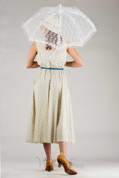 Romantic Vintage Inspired French Dress in Blue/White by April Cornell