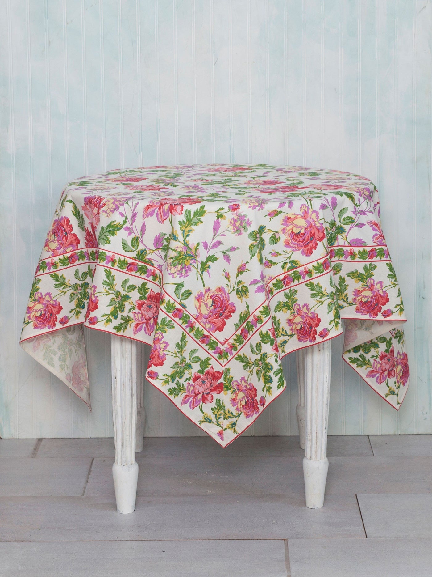 Mint Lemonade Cotton Garden Tablecloth in Ecru | April Cornell- SOLD OUT