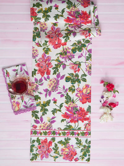 Cranberry Tea Cotton Garden Runner in Ecru by April Cornell