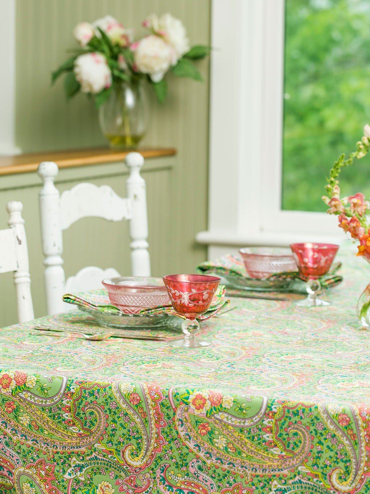 Sweet Potato Pie Cotton Tablecloth in Green | April Cornell- SOLD OUT