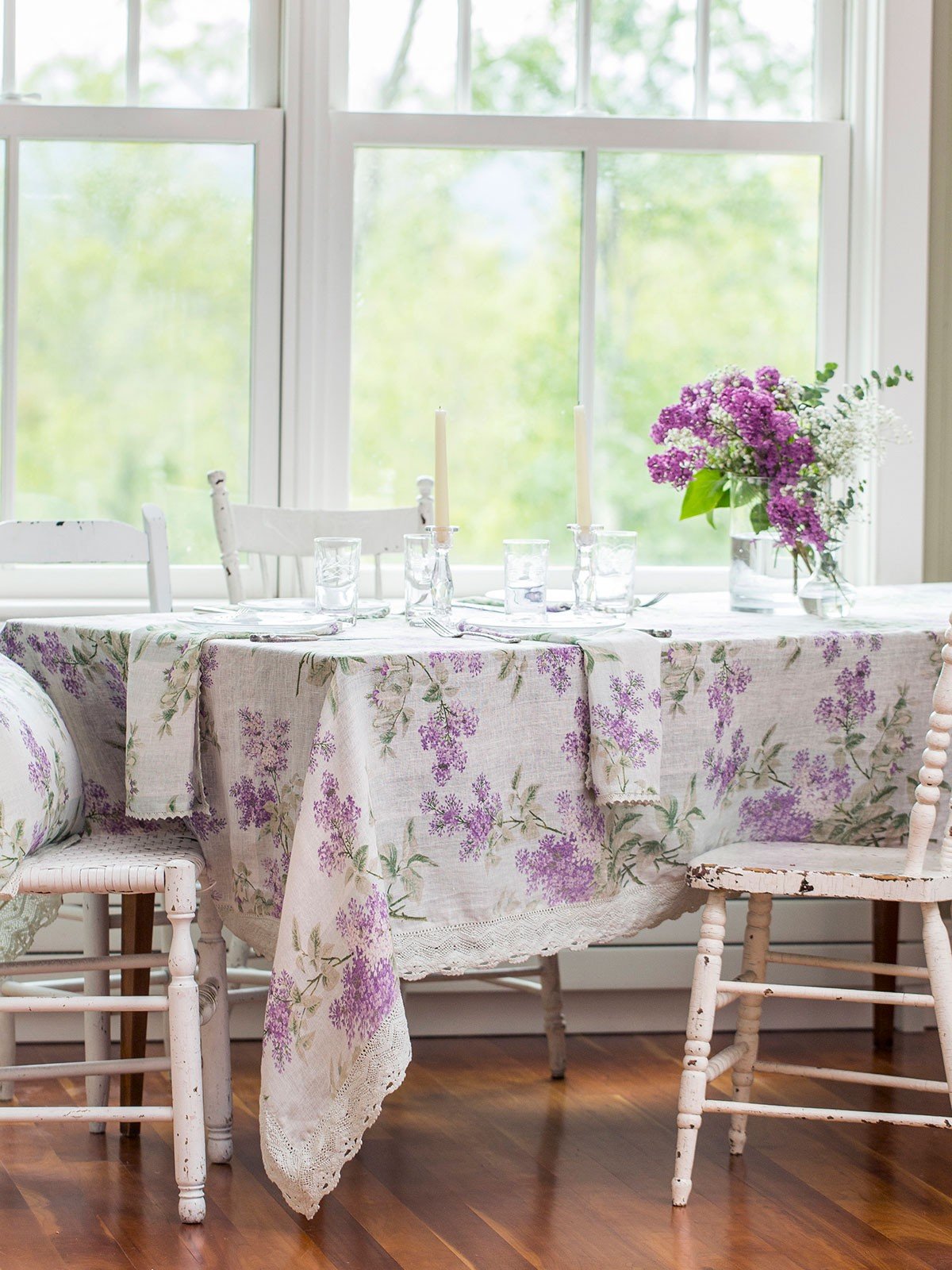 Pear Juice Linen Tablecloth in Lavender by April Cornell