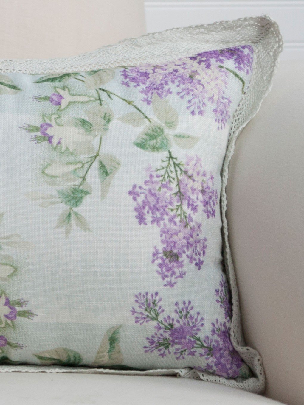 Rosemary Citrus Water Linen Cushion in Lavender by April Cornell