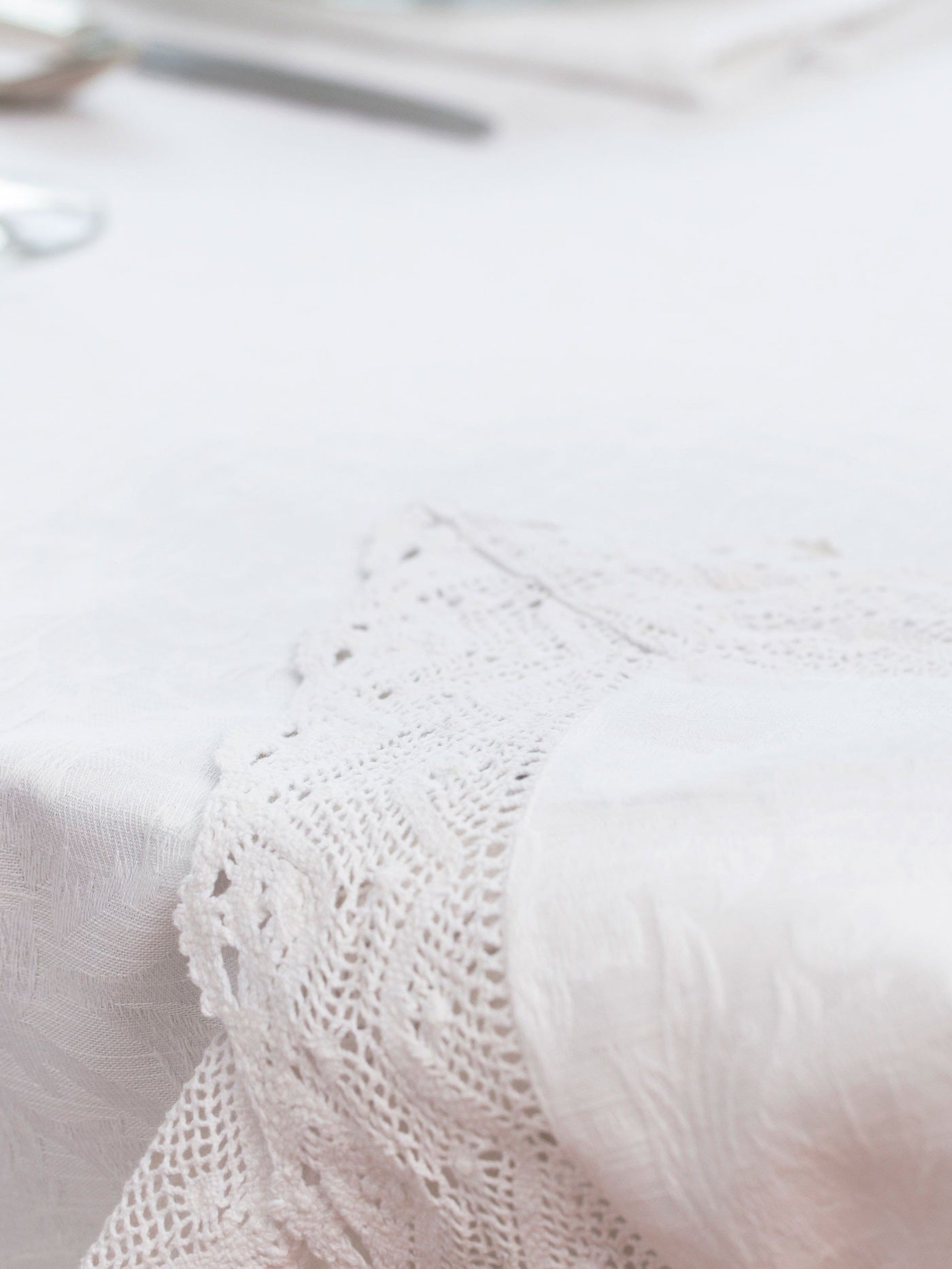 Nectarine Tart Jacquard Tablecloth in Ivory by April Cornell