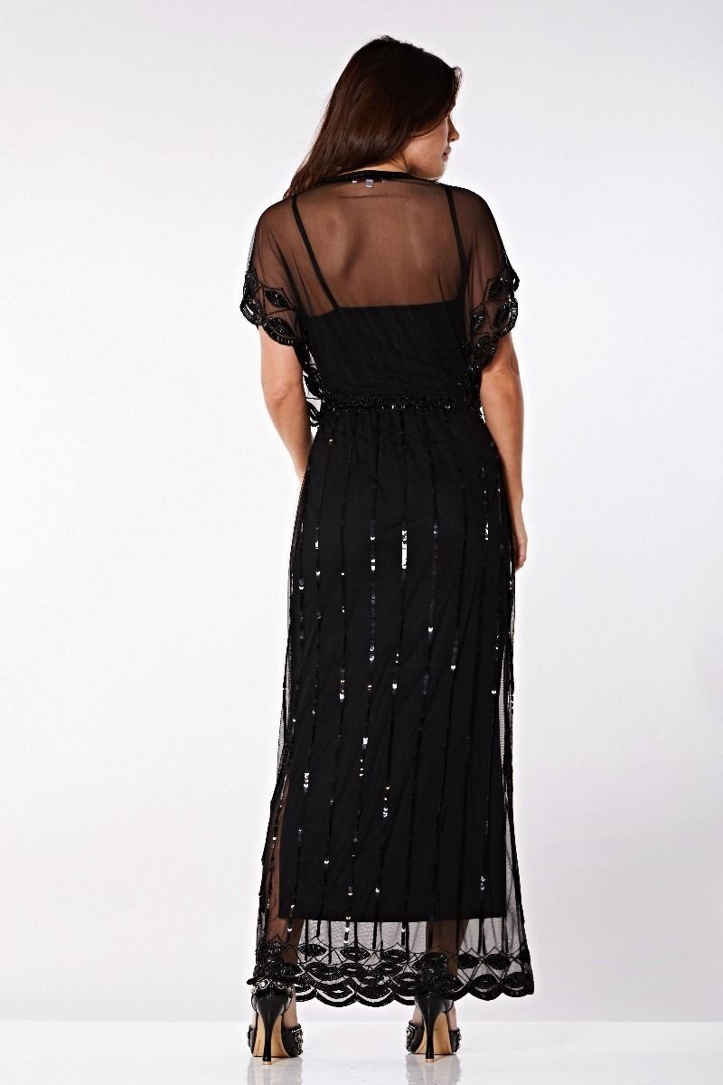 Gatsby Style Maxi Dress in Black